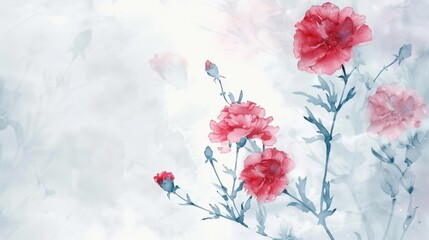 Beautiful watercolor flowers with delicate petals on soft background.