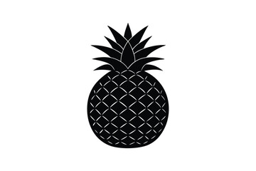 Pineapple Silhouette Vector: Minimalist Black and White Tropical Fruit Icon for Bold, Rustic, and Trendy Design