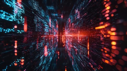 Obraz premium Data streams. Data streams being filtered through a firewall.