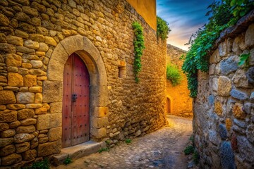 Fototapeta premium Minimalist Peratallada: Medieval Charm on the Costa Brava
