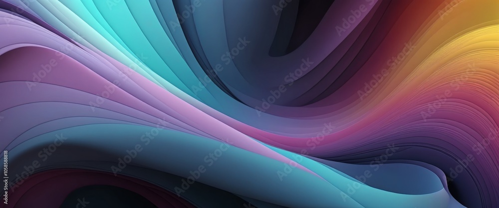 Poster vibrant abstract gradient waves in dynamic multicolor curves