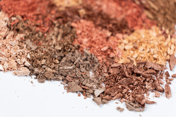 Macro texture of different shades of eyeshadow