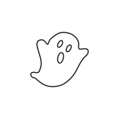 Outline halloween ghost isolated on white