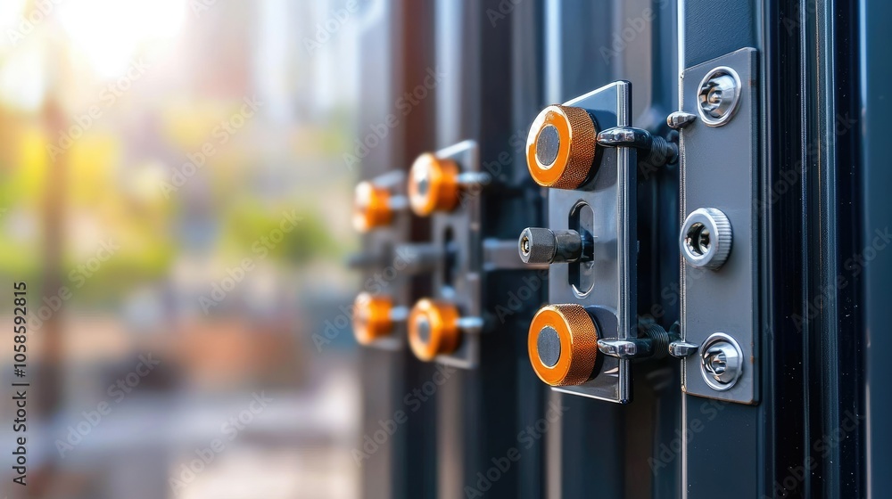 Poster closeup view of a secure industrial container locking mechanism for enhanced safety