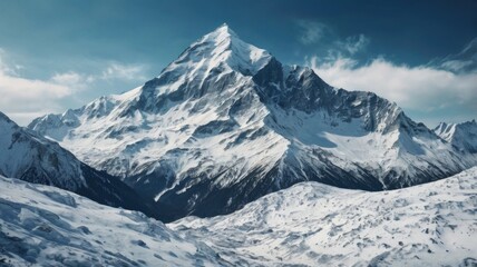 Obraz premium Majestic White Snowy Mountain Landscape with Blue Sky.