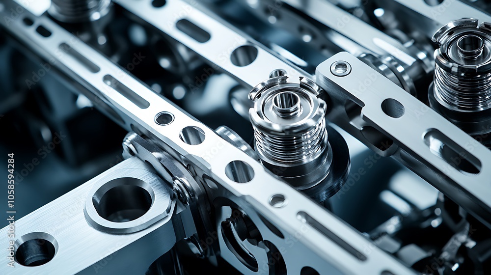 Poster close-up of intricate metallic components showcasing precision engineering.