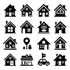 Fototapeta premium Set of hand drawn different home & house icon vector