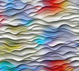 Obraz premium White and multicolored wavy dynamic motion flow graphic. motion light shape curve. banner template cover wavy. texture background,, neat cracks, 8k quality.generative ai