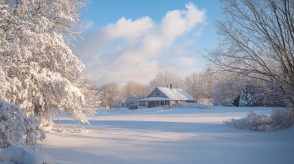 Obraz premium Luxury sparkling snow creates a breathtaking winter scene, emphasizing the beauty of winters charm. The luxurious sparkle of snow adds a serene atmosphere to this winter landscape.