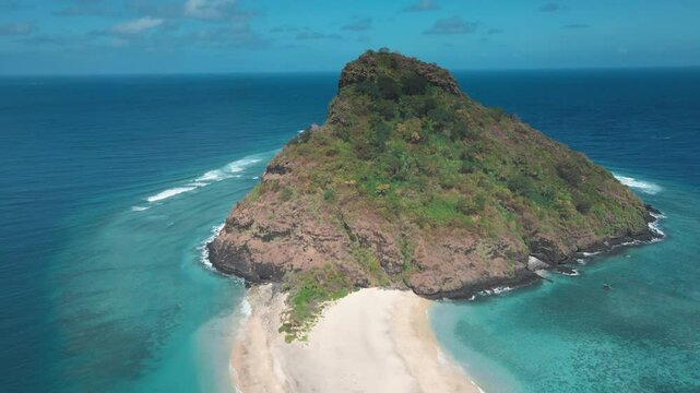 Expansive Aerial Shot Over a Tropical Island of Moheli in the Comoros