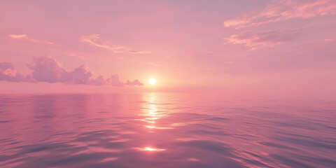 Naklejka premium Serene Ocean Sunset with Pink and Purple Sky