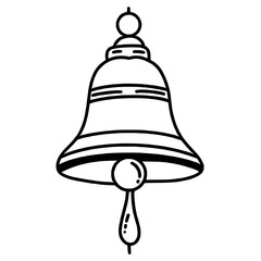 Church Bell Hand drawn Christmas Winter christianity religion graphic vector illustration isolated on white background color editable 