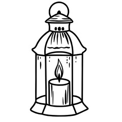 Lantern Hand drawn Christmas Winter christianity religion graphic vector illustration isolated on white background color editable 