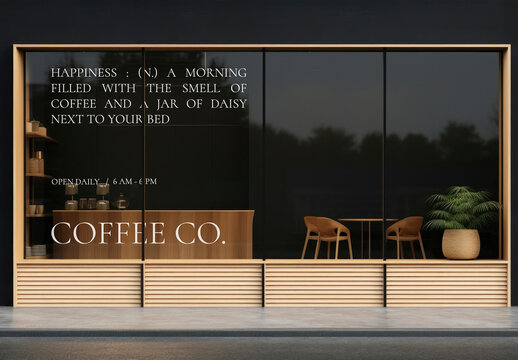 Storefront Cafe Window Mockup With Generative AI