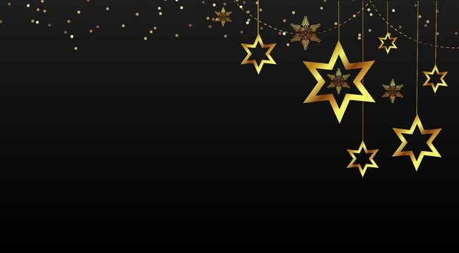 Christmas Horisontal Animated Background with Golden Stars