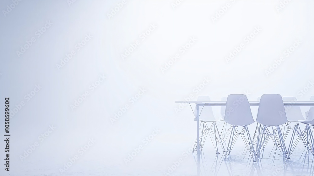 Poster a sleek and innovative business meeting room featuring a spacious table and modern design elements f