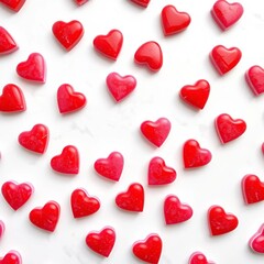 Fototapeta premium red hearts on white