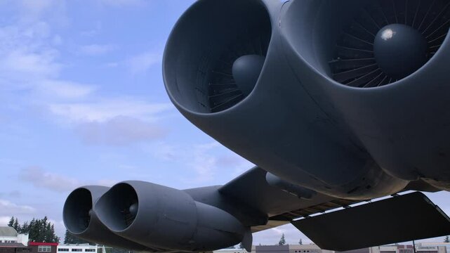 Huge Turbofan Engines of the B-52 Statofortress Strategic Bomber Plane