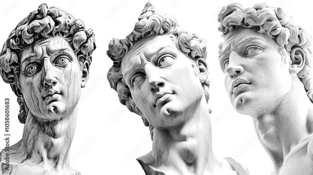 Poster fictional marble statues collection with intricate details on display generative ai