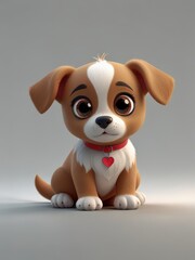 Cute Cartoon Puppy with Big Eyes