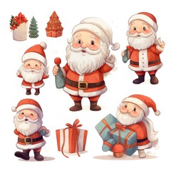 Whimsical christmas characters and festive gifts with santa and reindeer
