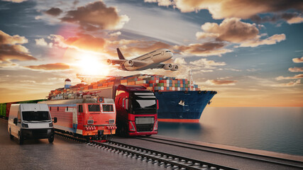 Logistics import export of containers cargo freight ship,