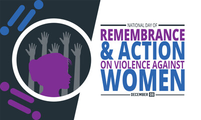 December is National Day of Remembrance and Action on Violence Against Women. holiday concept, suitable for placard, background, Greeting Card, Poster design template with text inscription, standard S