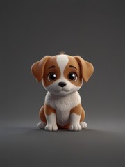 Fototapeta premium Cute Cartoon Puppy with Big Eyes