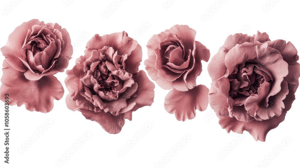 Poster mauve gothics collection of elegant roses isolated on white background generative ai