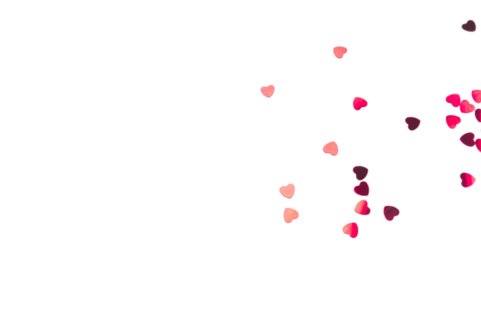 Red hearts on transparent background. Valentine's day concept. 