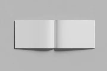 Fotobehang Donkergrijs Blank landscape, brochure magazine isolated on Grey  background  © bimockup