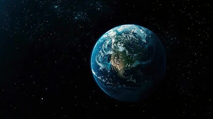 Earth from Space with Starry Background