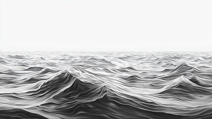 Abstract ocean waves in black and white stylized image