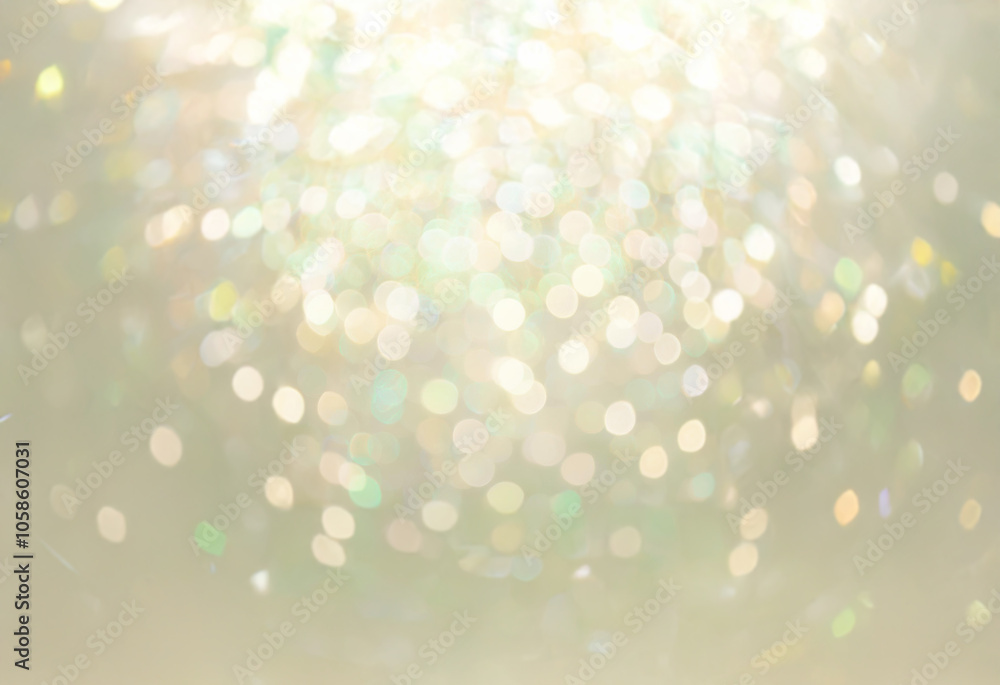 Poster a blurred background with white and gold bokeh lights, creating a soft and warm feel.