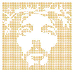 Fototapeta premium Golden color, portrait of Jesus' face, dot art, vector