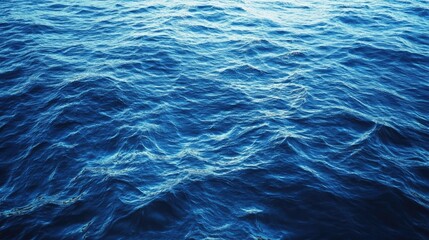 Obraz premium Serene sea wave water creates a stunning vista, blending deep blue ocean hues at the horizon during a breathtaking sunset, with ample photo style copy space.