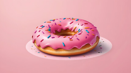 A simple icon of a doughnut with pink icing and sprinkles, designed in a playful, cartoonish style.