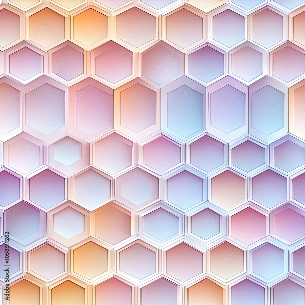 Poster abstract hexagon pattern with pastel gradient colors