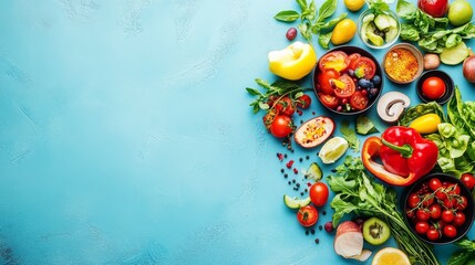 Fototapeta premium Exploring the Low FODMAP diet through a visually appealing flat lay.