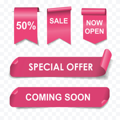 love and valentine's day concept Best choice, order now, special offer, free delivery sale banners. Pink ribbons, tags and stickers. Vector