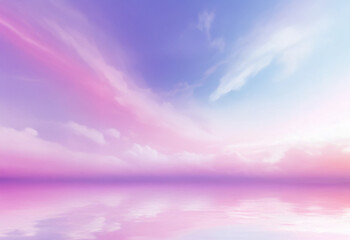Obraz premium A dreamy, ethereal sky with soft, wispy clouds reflecting in a still, pink water.
