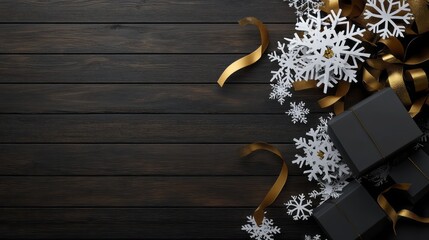 Black holiday background with snowflakes 25