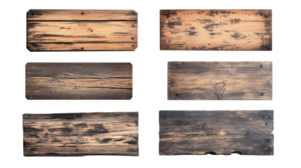 Decorative Wooden Signboards Set Featuring Six Unique Oblong Designs Generative AI