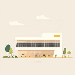 Modern Minimalist Office Building Illustration