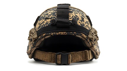 Fototapeta premium A tactical helmet designed for military or outdoor activities, featuring a camo pattern.