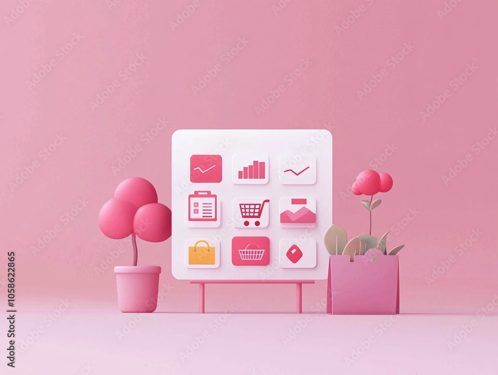 Poster a shopper comparing price and value icons on a digital display, representing the decision-making pro