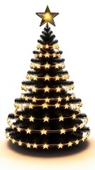 Elegant Christmas tree adorned with glowing stars and lights, perfect for festive holiday celebrations and winter decorations.