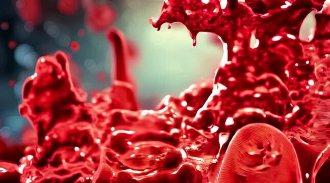 3D Animation of Microscopic View of Red Blood Cells Being Destroyed. Medical Illustration. 