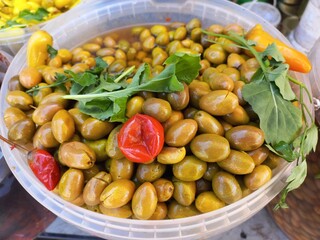 green olives in a bowl