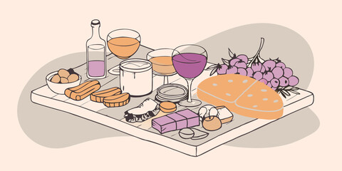 Cheese and Meat Pairing A stylized image of a tasting board featuring labgrown meat alongside artisanal cheeses and fruits with attendees enjoying the elegant tasting setup.